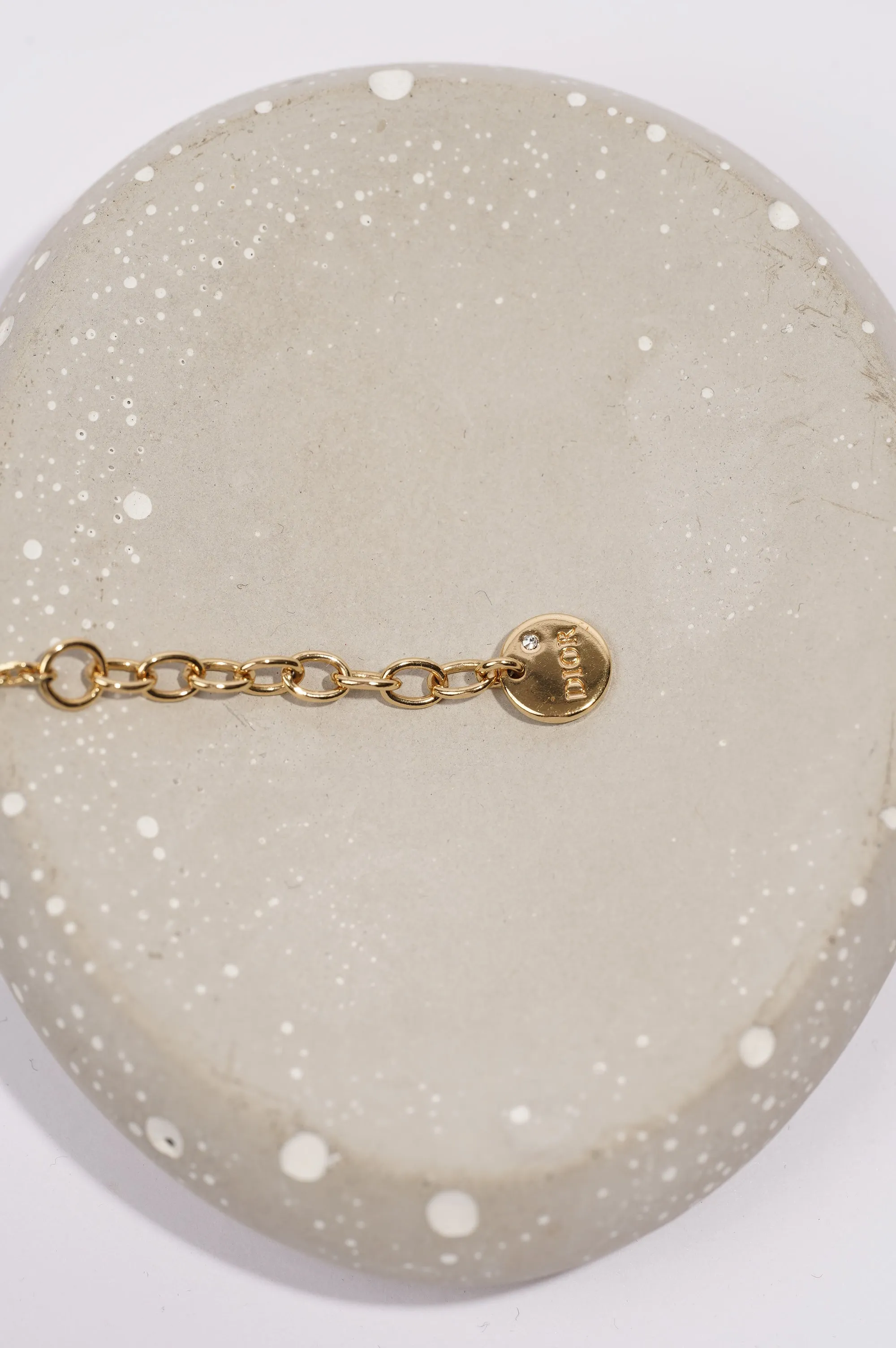 Christian Dior Petit CD Bracelet Gold / White Resin Pearl Base Metal
