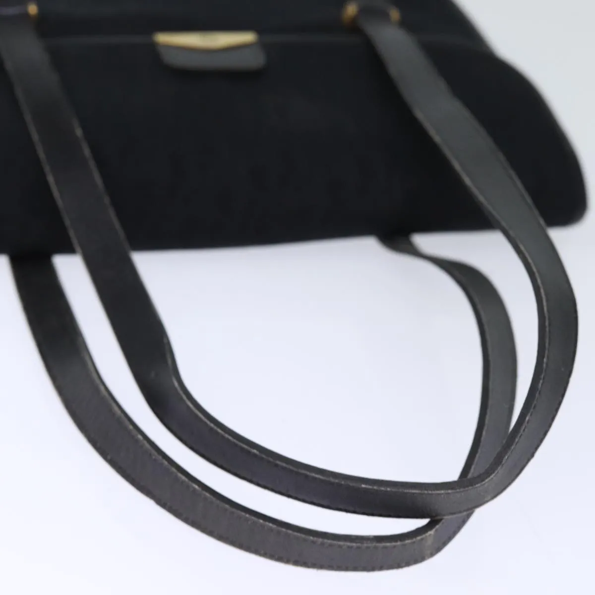 CHRISTIAN DIOR Trotter Canvas Shoulder Bag Black Auth 72874