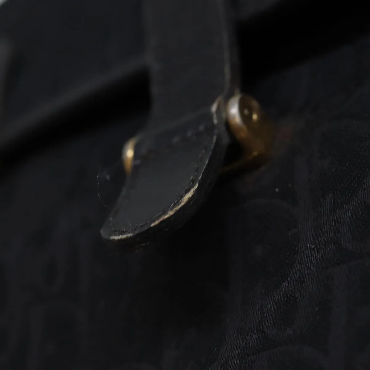 CHRISTIAN DIOR Trotter Canvas Shoulder Bag Black Auth 72874