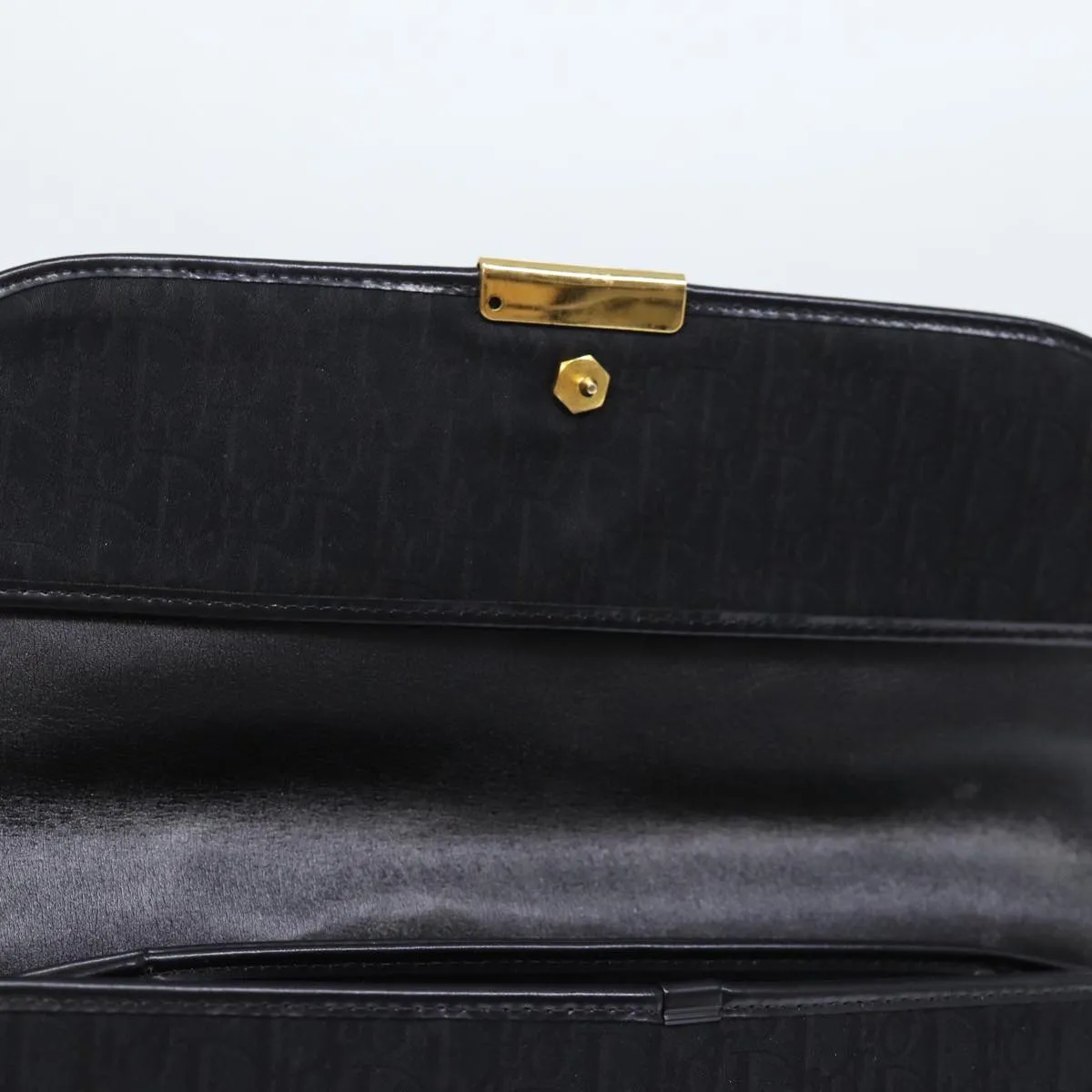 CHRISTIAN DIOR Trotter Canvas Shoulder Bag Black Auth 72874