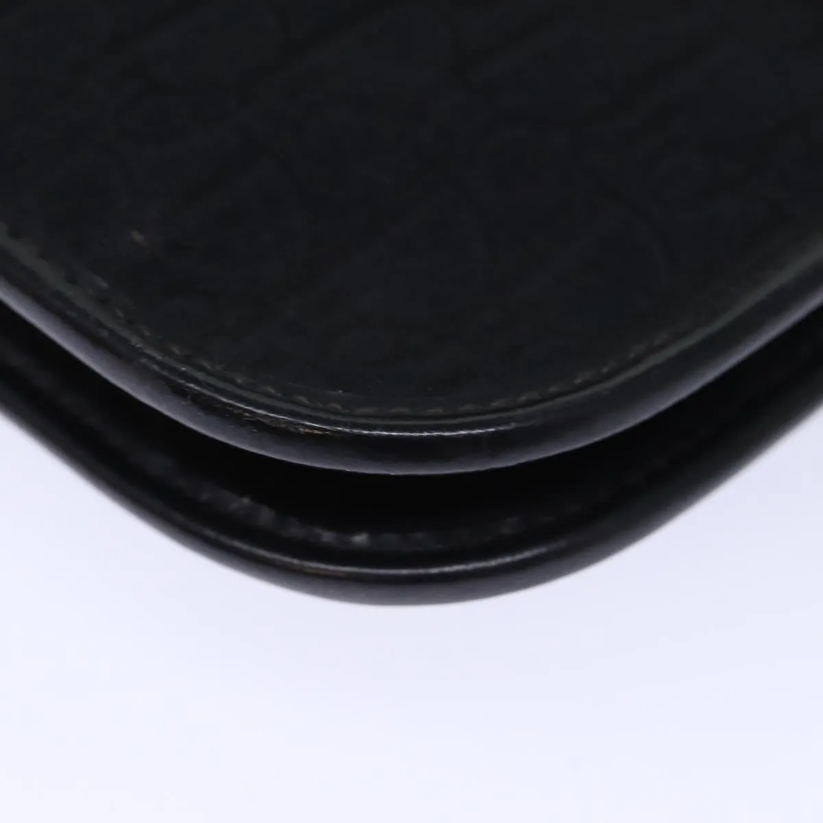 CHRISTIAN DIOR Trotter Canvas Shoulder Bag Black Auth 72874