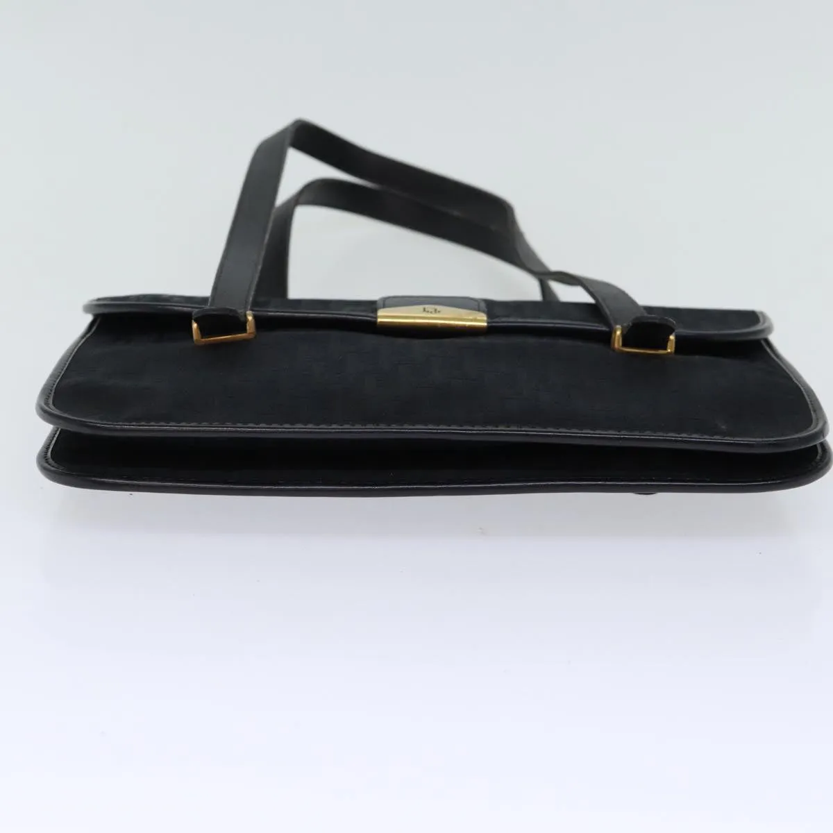 CHRISTIAN DIOR Trotter Canvas Shoulder Bag Black Auth 72874