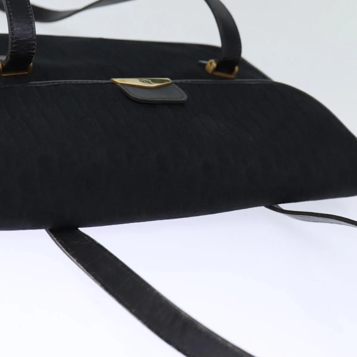 CHRISTIAN DIOR Trotter Canvas Shoulder Bag Black Auth 72874