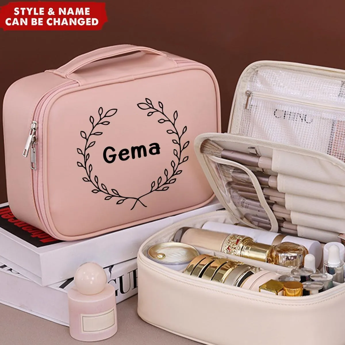 Detachable Pouch Multi-Layer Personalized Name Travel Organizer Makeup Bag