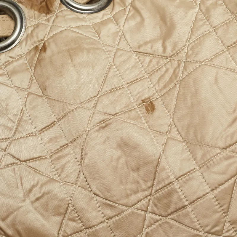 DIOR Beige Cannage Nylon and Leather Drawstring Bag