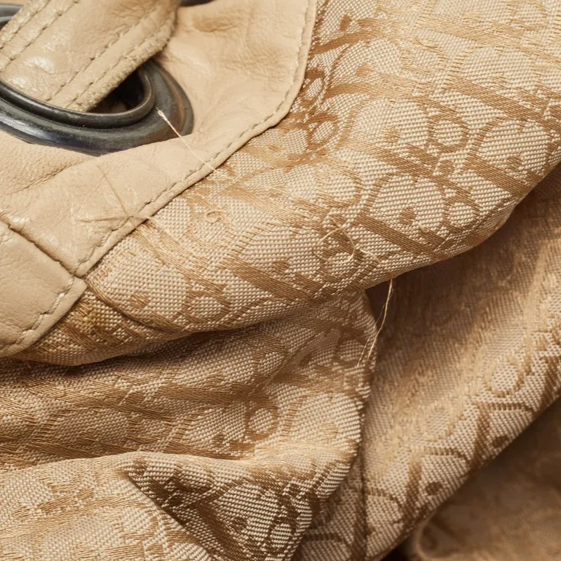 DIOR Beige Cannage Nylon and Leather Drawstring Bag