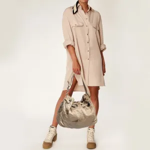 DIOR Beige Cannage Nylon and Leather Drawstring Bag