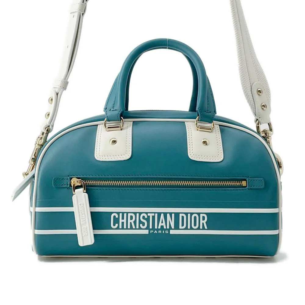 Dior Dior Vibe 2way Handbag White/Turquise Blue M6209OOBR Leather