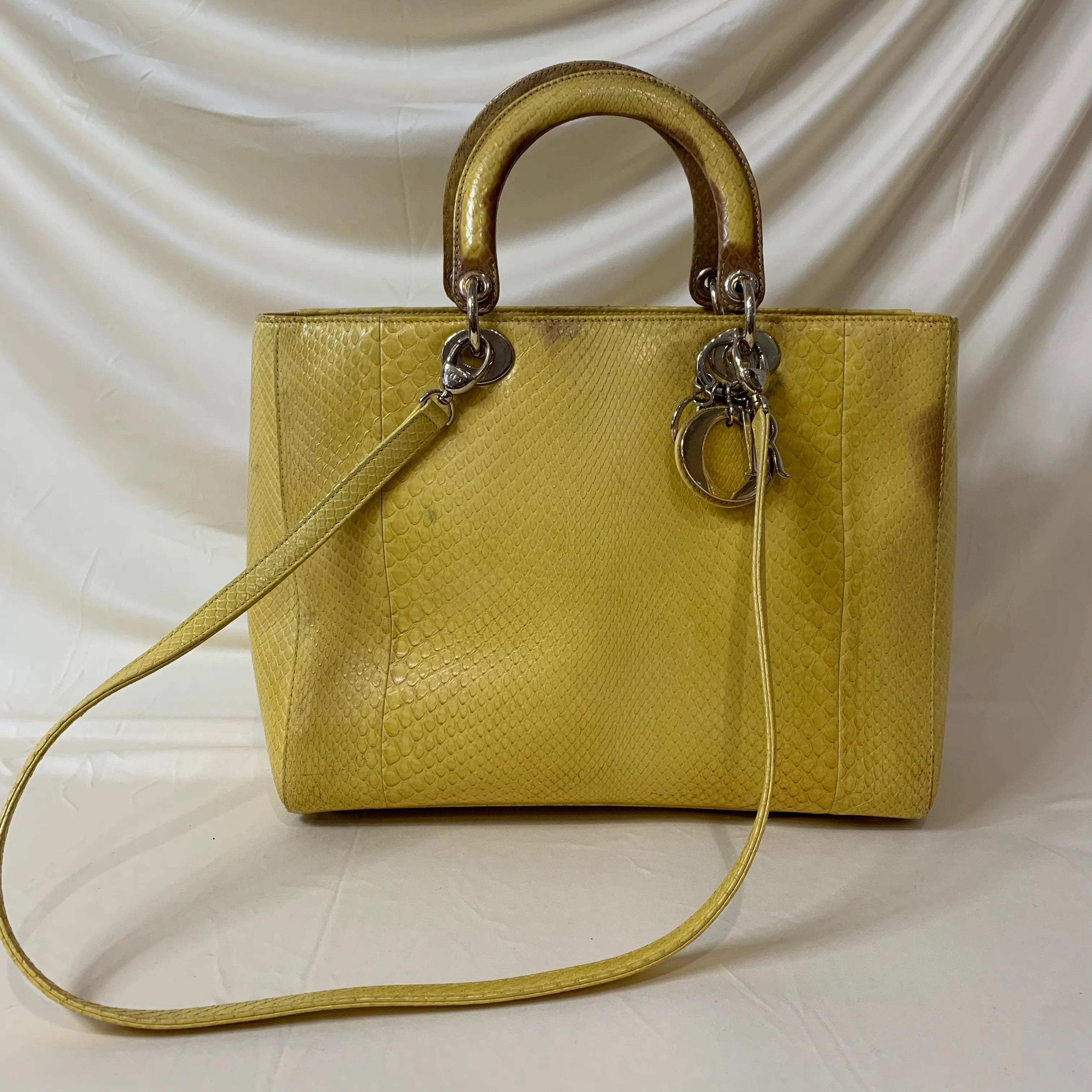 Dior Lady Bag Yellow Python Skin Leather Sku# 44452