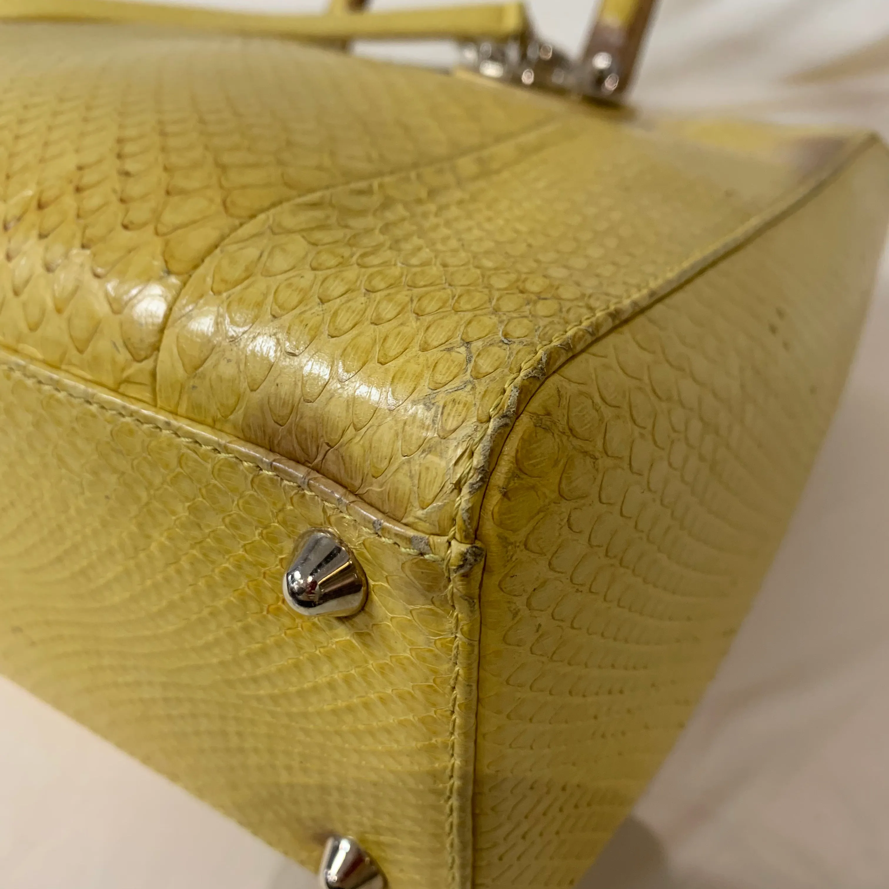 Dior Lady Bag Yellow Python Skin Leather Sku# 44452