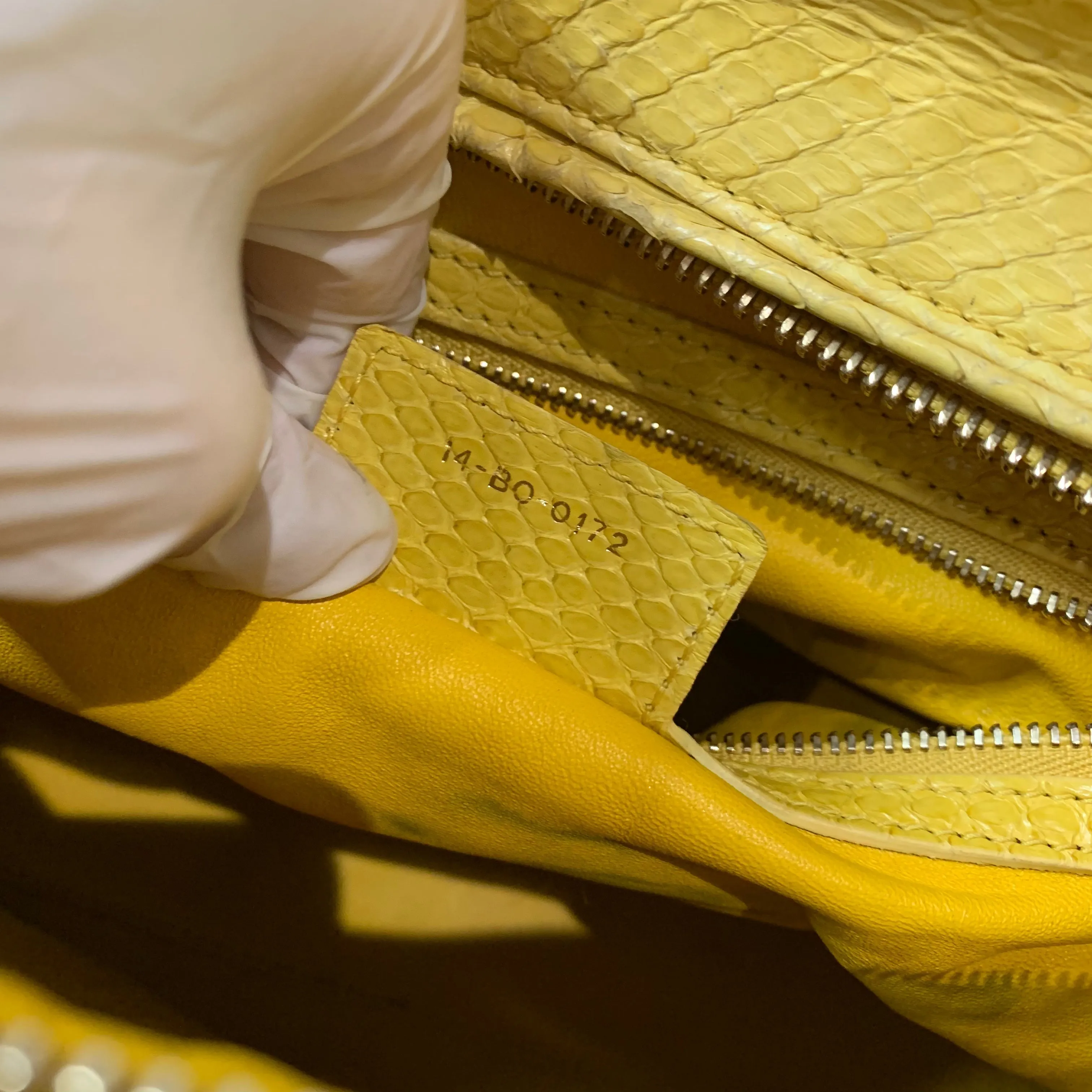 Dior Lady Bag Yellow Python Skin Leather Sku# 44452