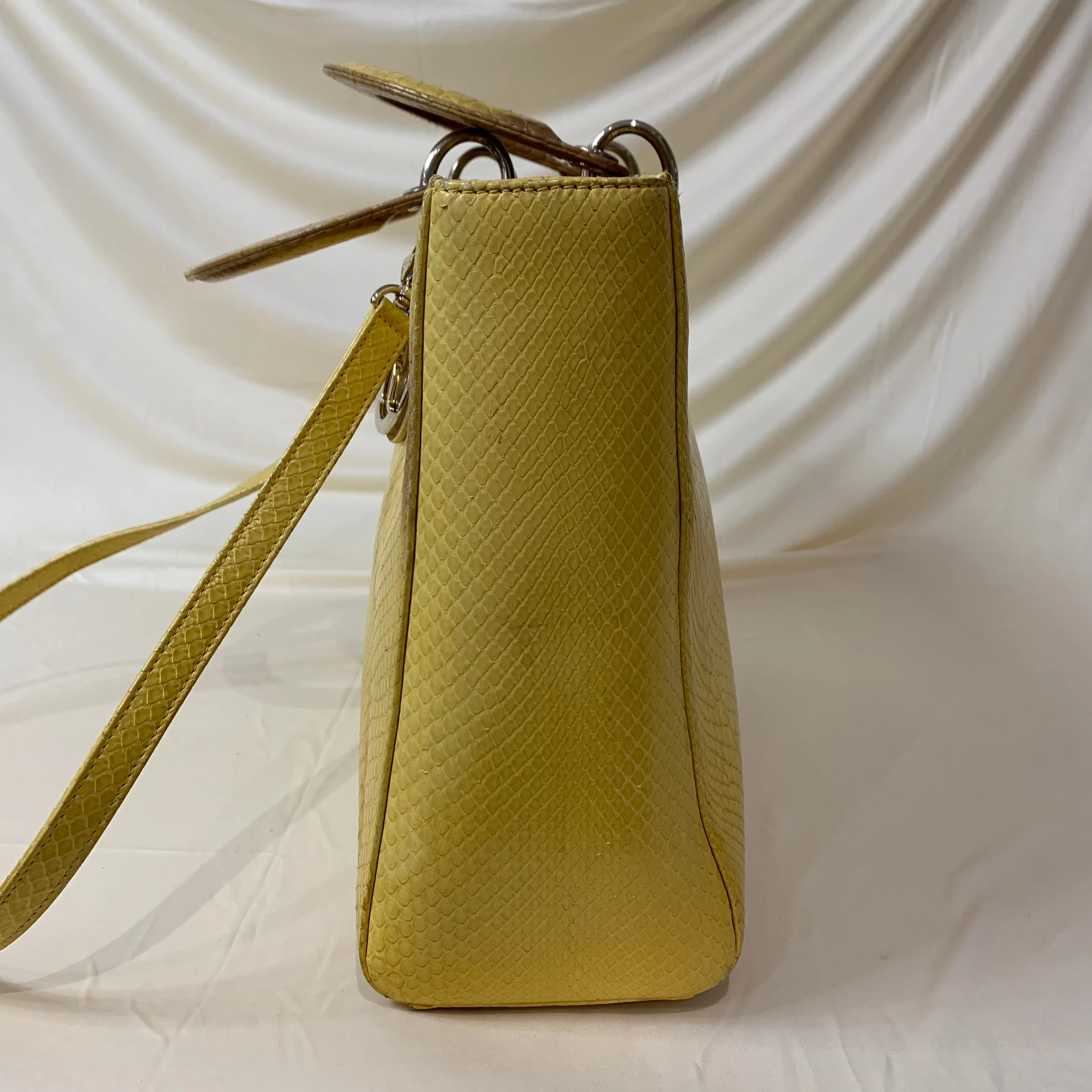 Dior Lady Bag Yellow Python Skin Leather Sku# 44452