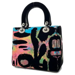 Dior Lady Dior Art Black/Multicolor Velour Leather Size Medium
