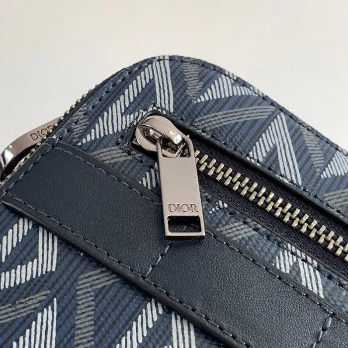 Dior Safari Bag with Strap Navy Blue CD Diamond Canvas