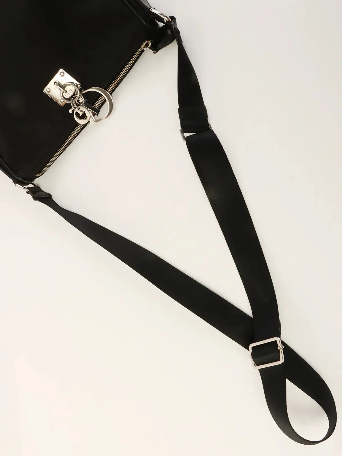 DIOR Trotter Pattern Logo Charm Shoulder Bag Black