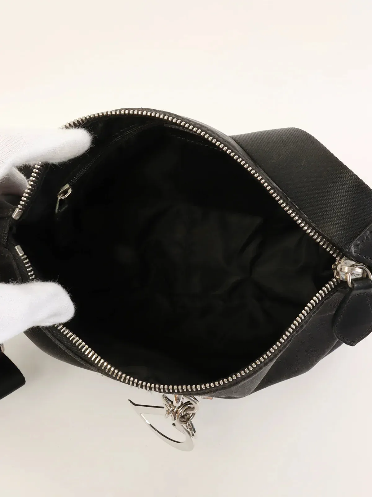DIOR Trotter Pattern Logo Charm Shoulder Bag Black