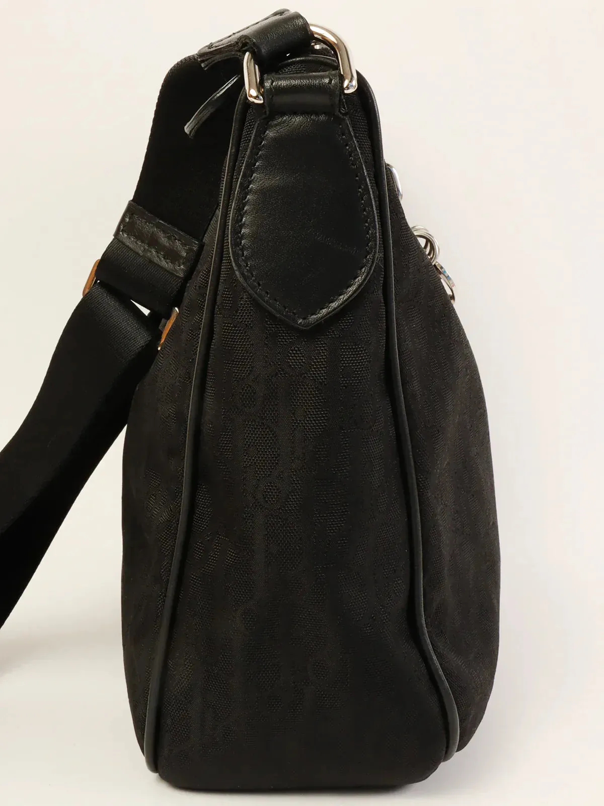 DIOR Trotter Pattern Logo Charm Shoulder Bag Black
