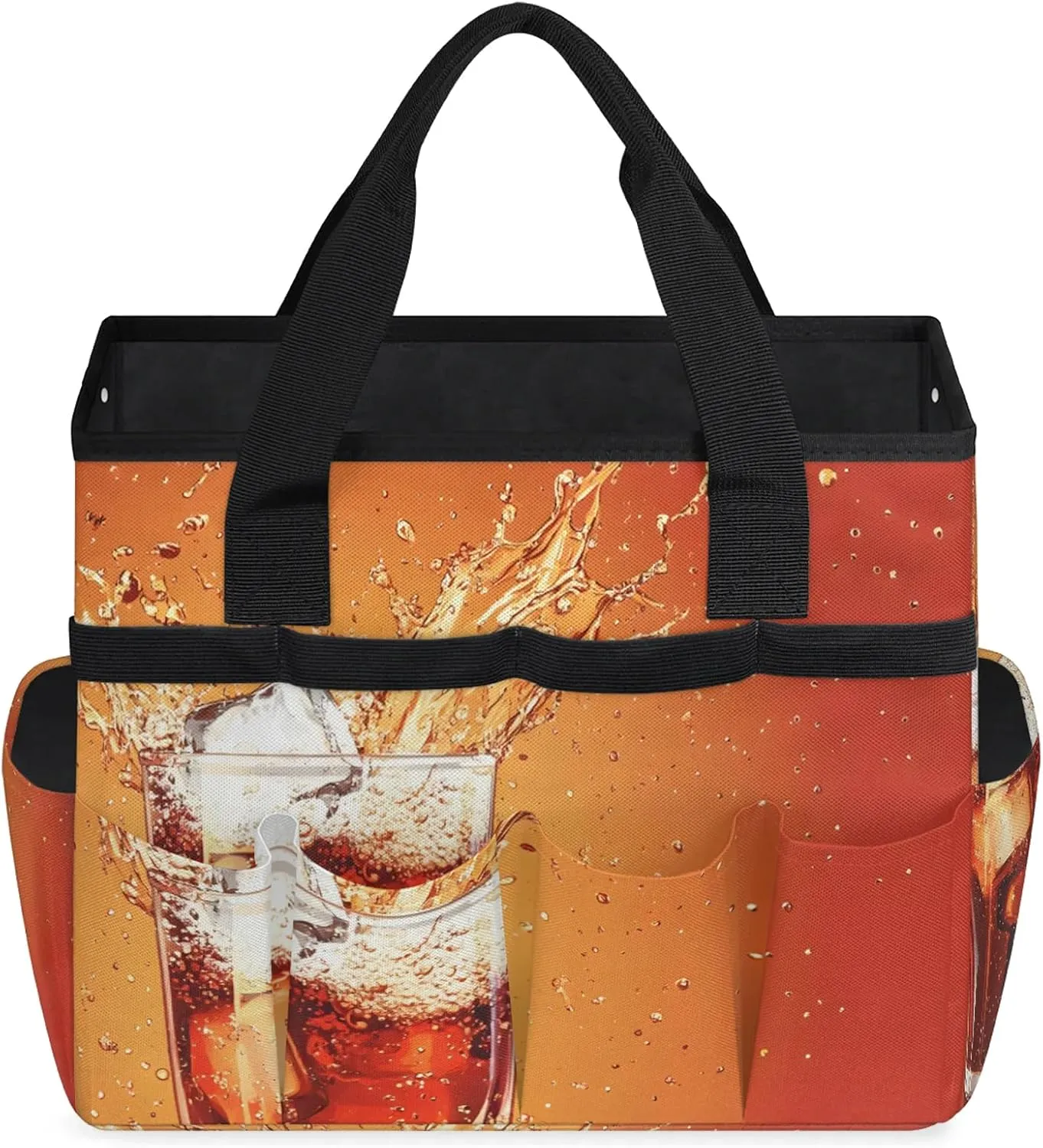 Drinks Garden Tote Bag for Women Men, Glasses Heavy Duty Garden Tool Bags Organizer with 10 Pockets for Gardening Gift