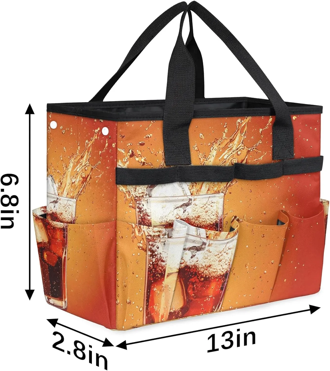 Drinks Garden Tote Bag for Women Men, Glasses Heavy Duty Garden Tool Bags Organizer with 10 Pockets for Gardening Gift