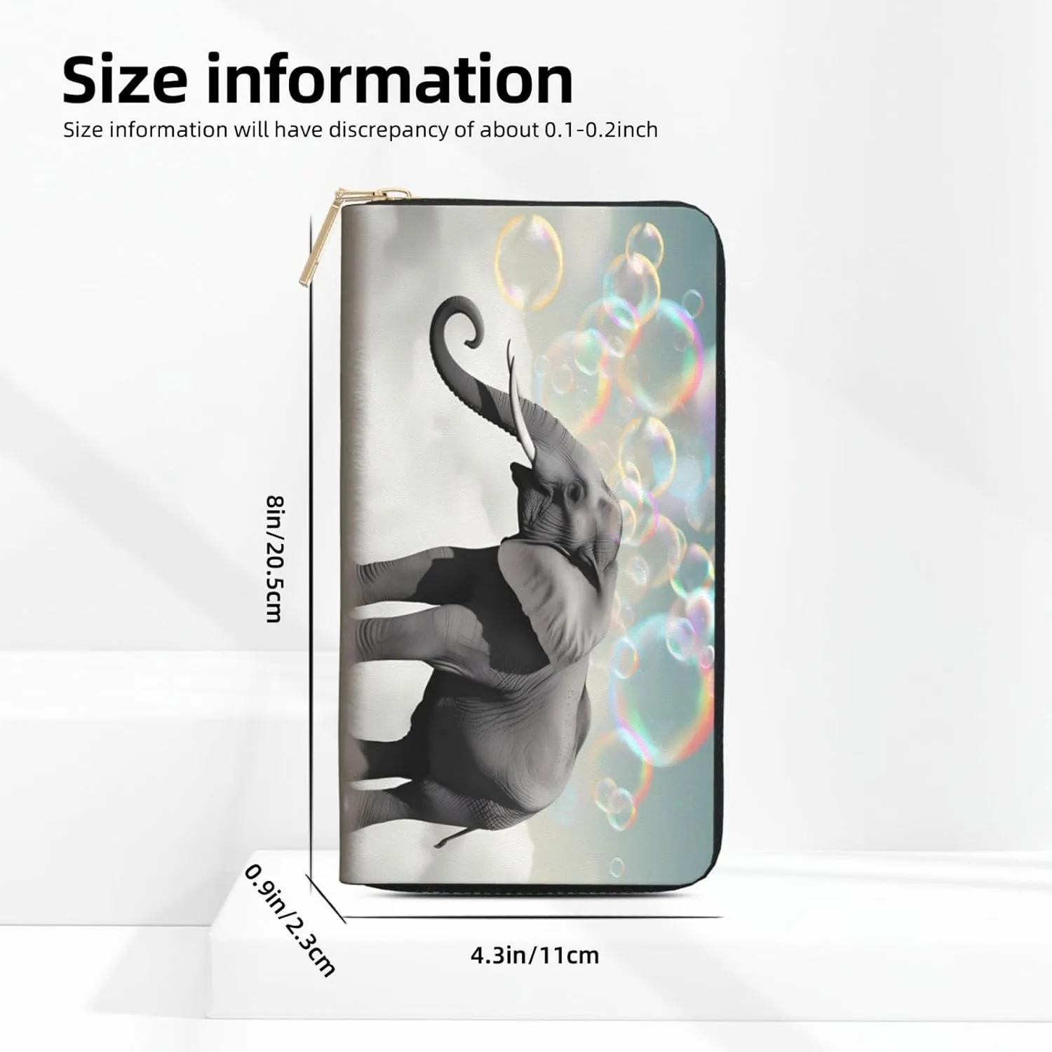 Elephant Bubble Pattern Women Travel Wallet With Around Zipper Long Card Holder Handbag Coin Purse Clutch Cell Phone Case