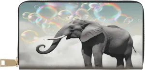 Elephant Bubble Pattern Women Travel Wallet With Around Zipper Long Card Holder Handbag Coin Purse Clutch Cell Phone Case