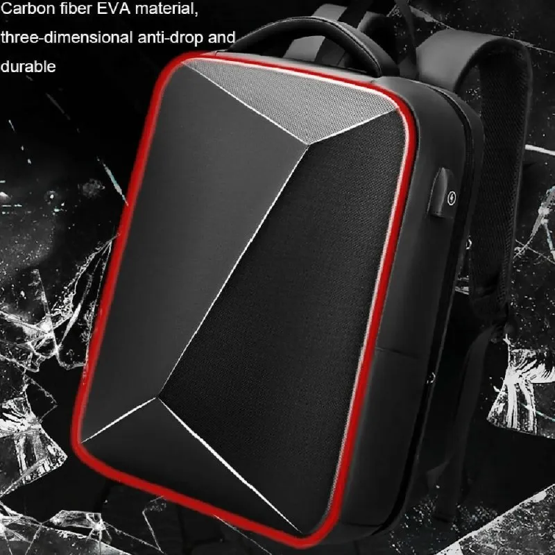 EVA Hard Shell Expandable Laptop Backpack with USB Port Multifunctional Business Travel Backpack(Black)