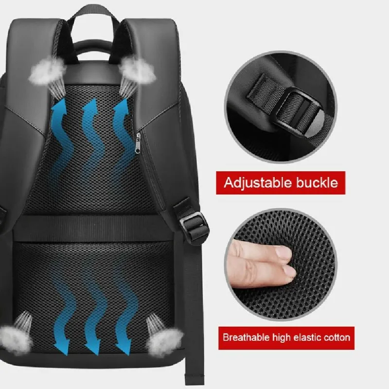 EVA Hard Shell Expandable Laptop Backpack with USB Port Multifunctional Business Travel Backpack(Black)