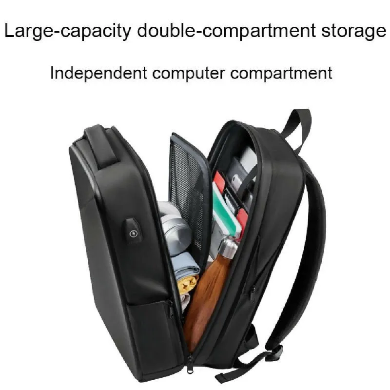 EVA Hard Shell Expandable Laptop Backpack with USB Port Multifunctional Business Travel Backpack(Black)