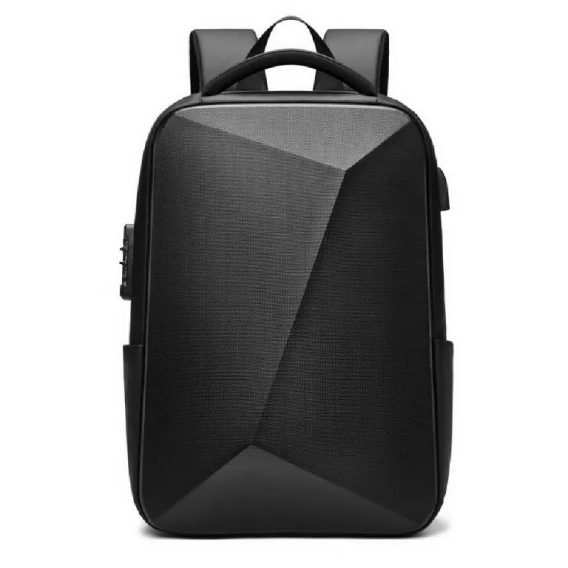 EVA Hard Shell Expandable Laptop Backpack with USB Port Multifunctional Business Travel Backpack(Black)