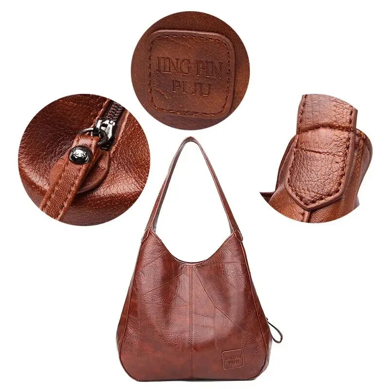 Faux Leather Marble Grain Shoulder Bag Daily Commuter