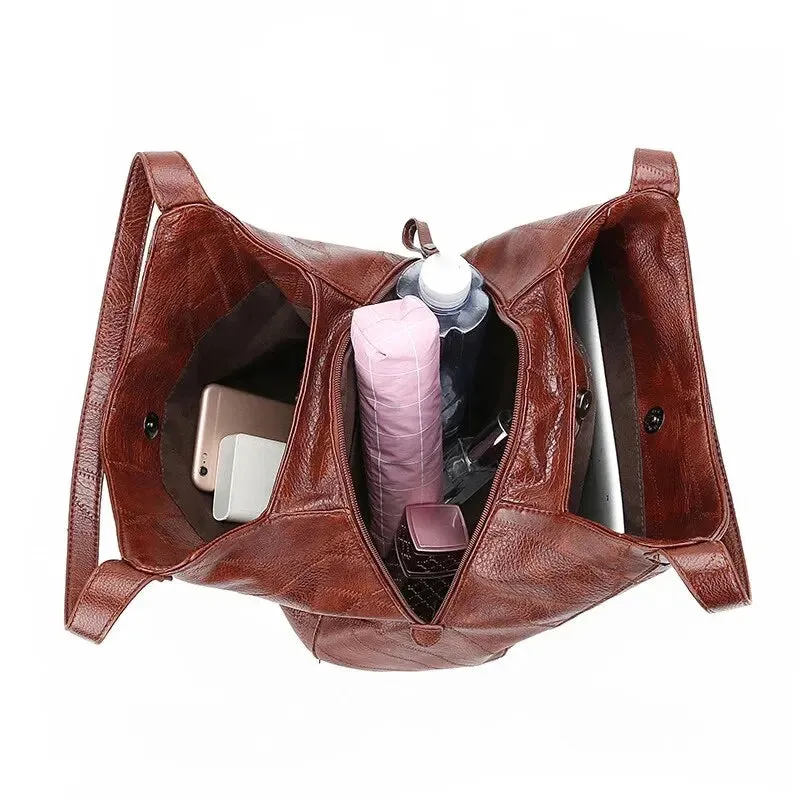 Faux Leather Marble Grain Shoulder Bag Daily Commuter