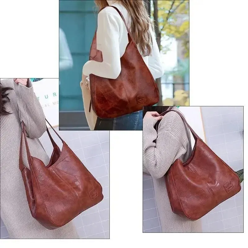 Faux Leather Marble Grain Shoulder Bag Daily Commuter