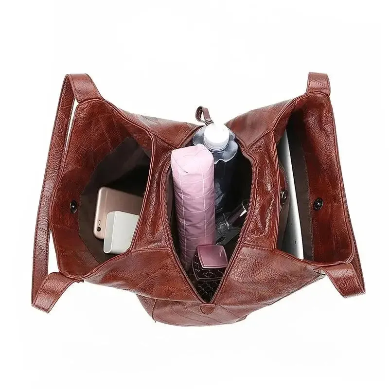 Faux Leather Marble Grain Shoulder Bag Daily Commuter