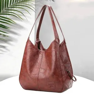 Faux Leather Marble Grain Shoulder Bag Daily Commuter