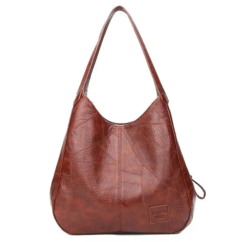 Faux Leather Marble Grain Shoulder Bag Daily Commuter