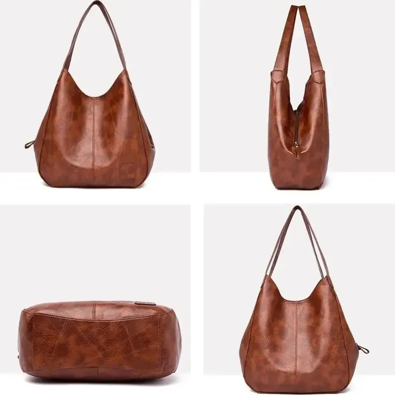 Faux Leather Marble Grain Shoulder Bag Daily Commuter