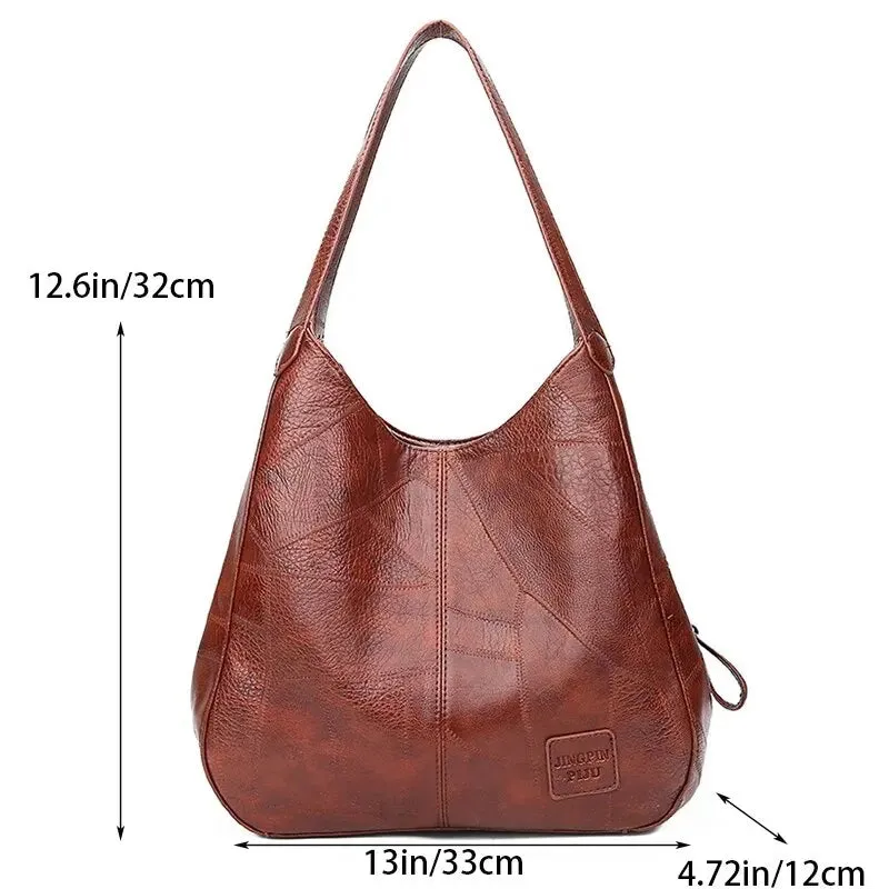 Faux Leather Marble Grain Shoulder Bag Daily Commuter