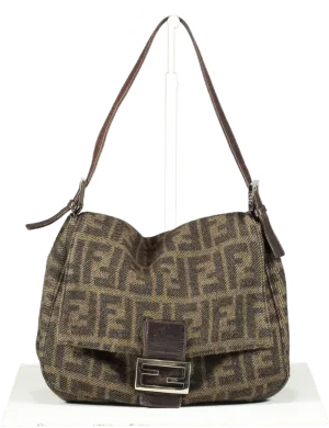 Fendi Brown Zucca Monogram Mama Baguette Shoulder Bag One Size