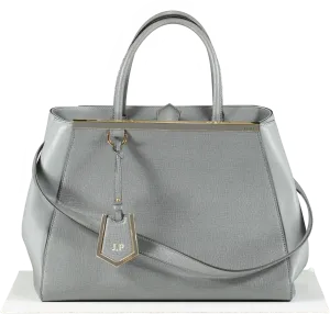 Fendi Grey Saffiano/smooth Leather Petite 2jours Tote Bag