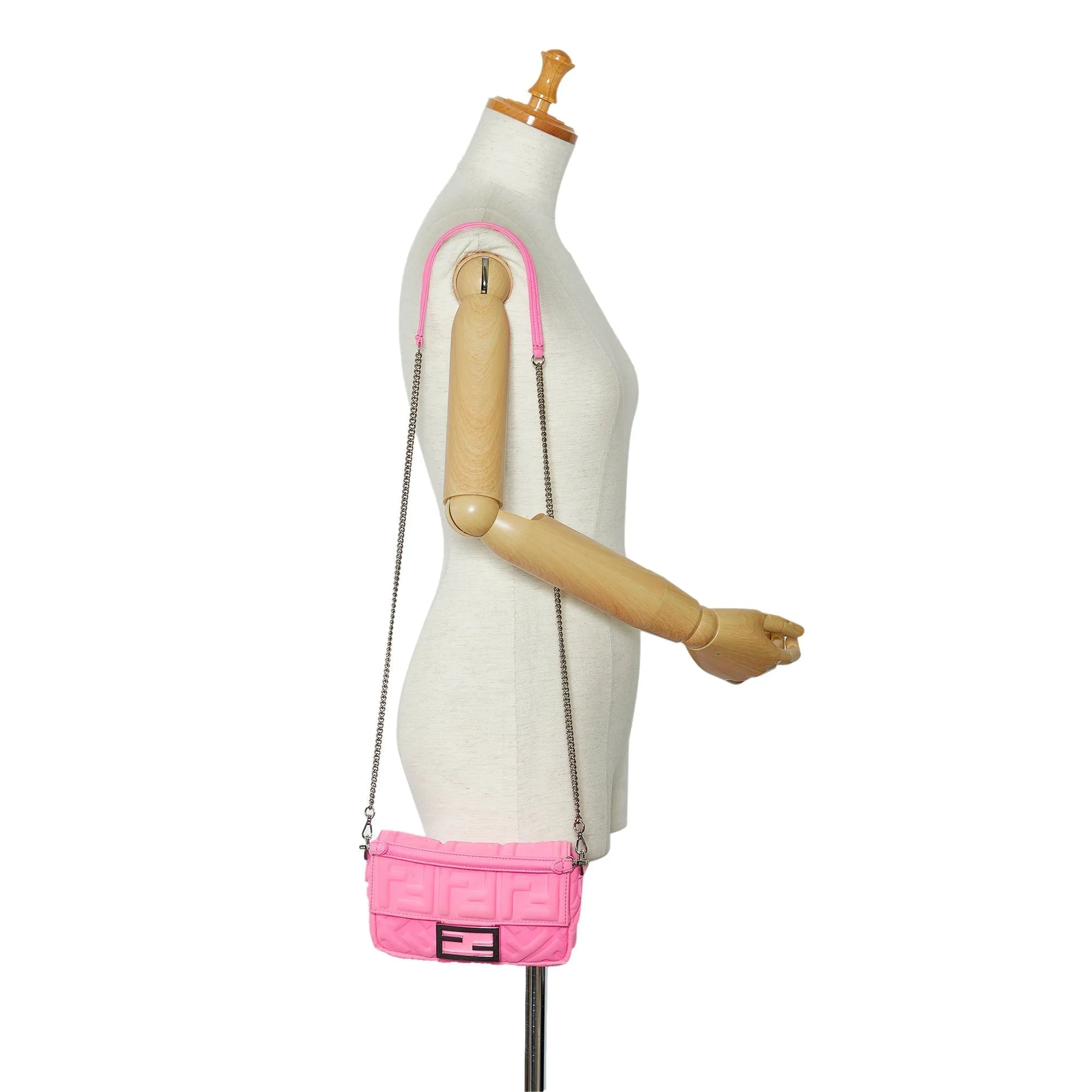 FENDI Mini FF Embossed Lycra Baguette