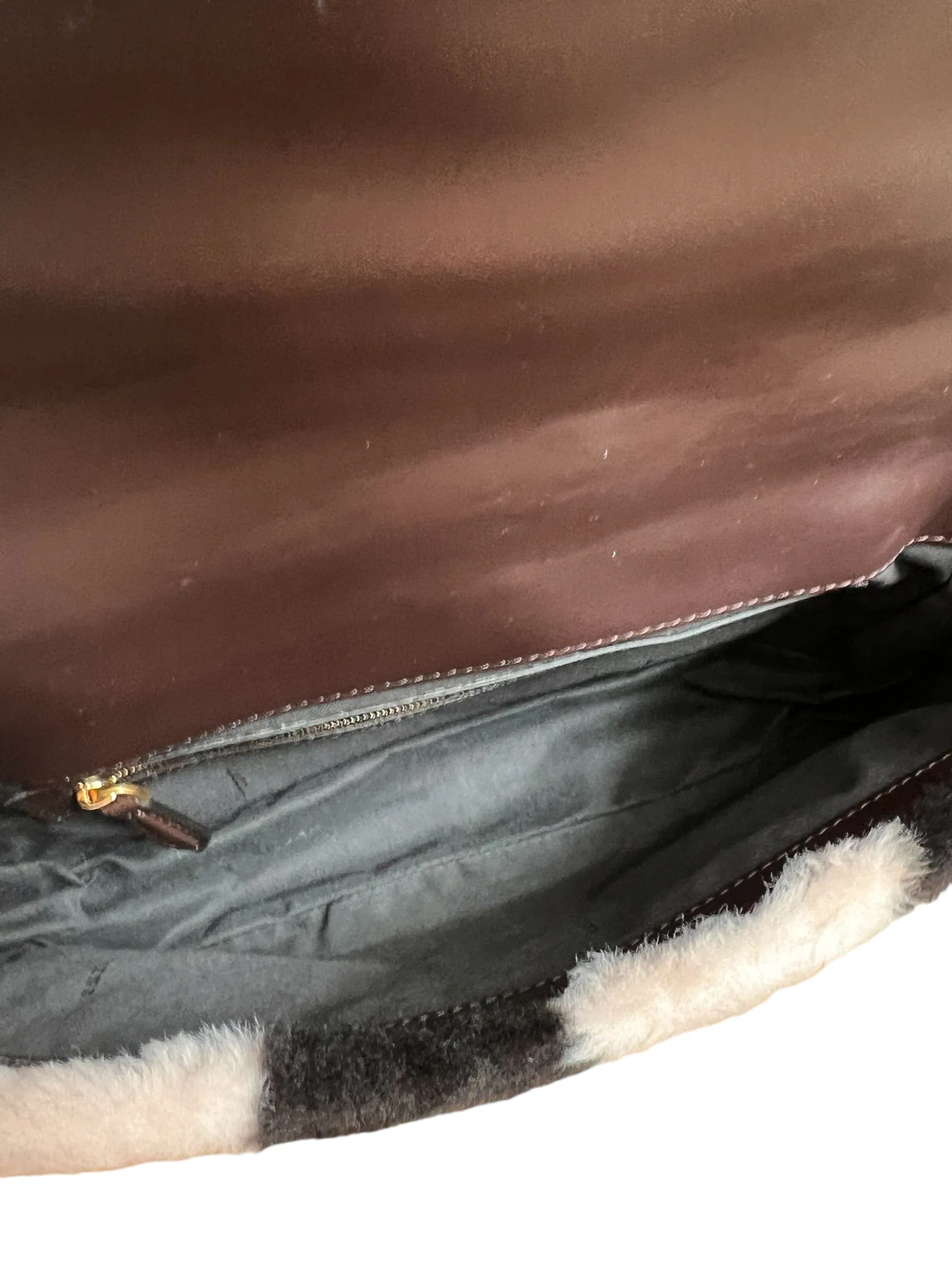 Fendi Shearling Leopard Baguette Bag UKL1417