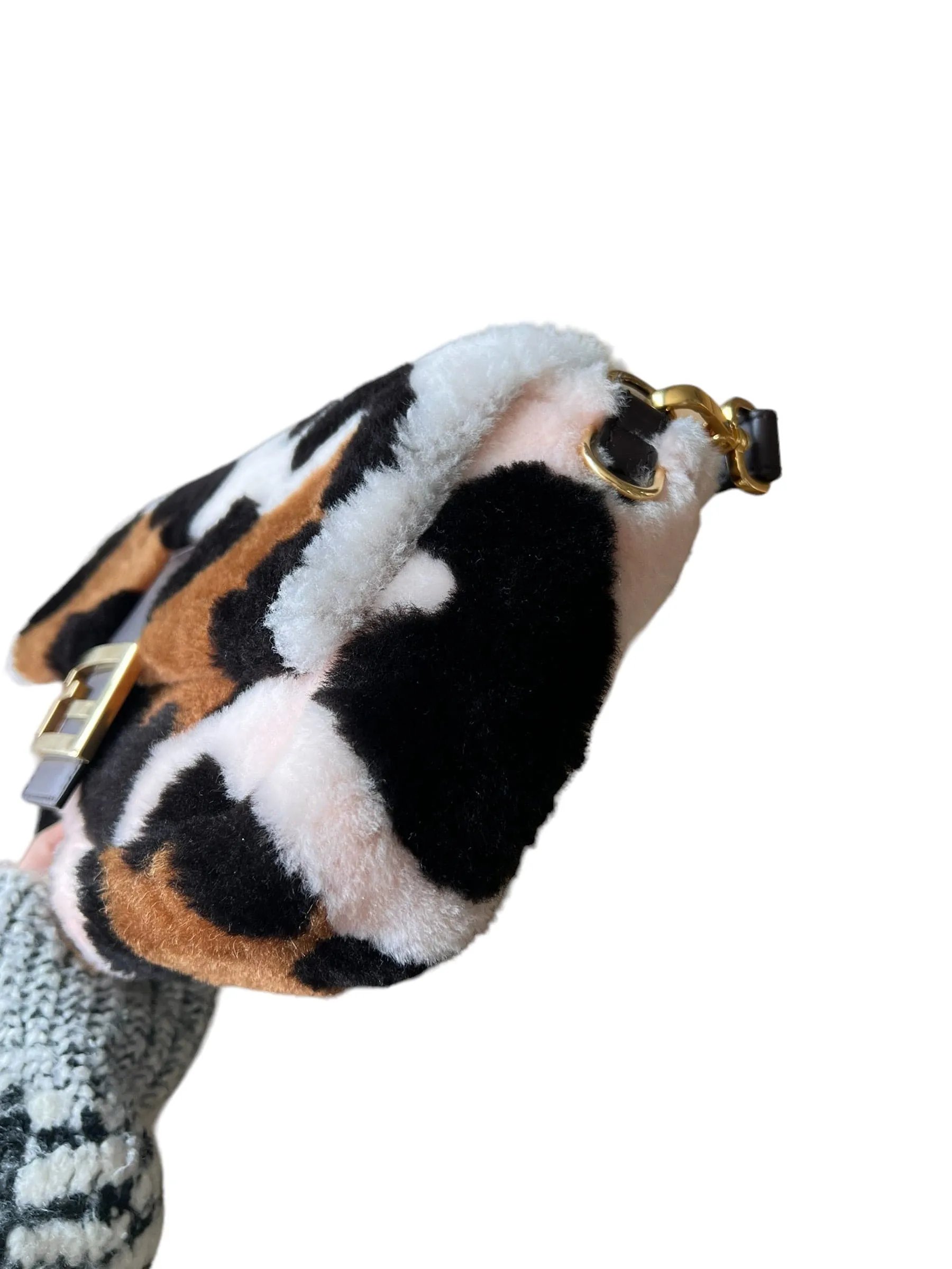 Fendi Shearling Leopard Baguette Bag UKL1417