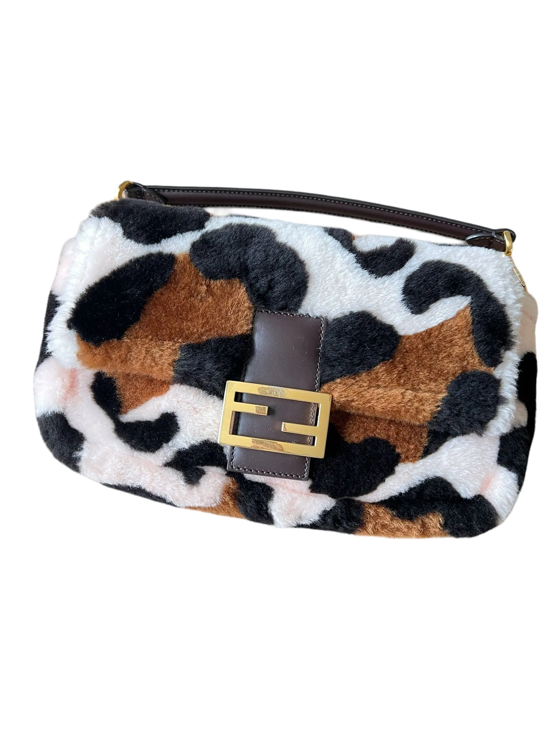 Fendi Shearling Leopard Baguette Bag UKL1417