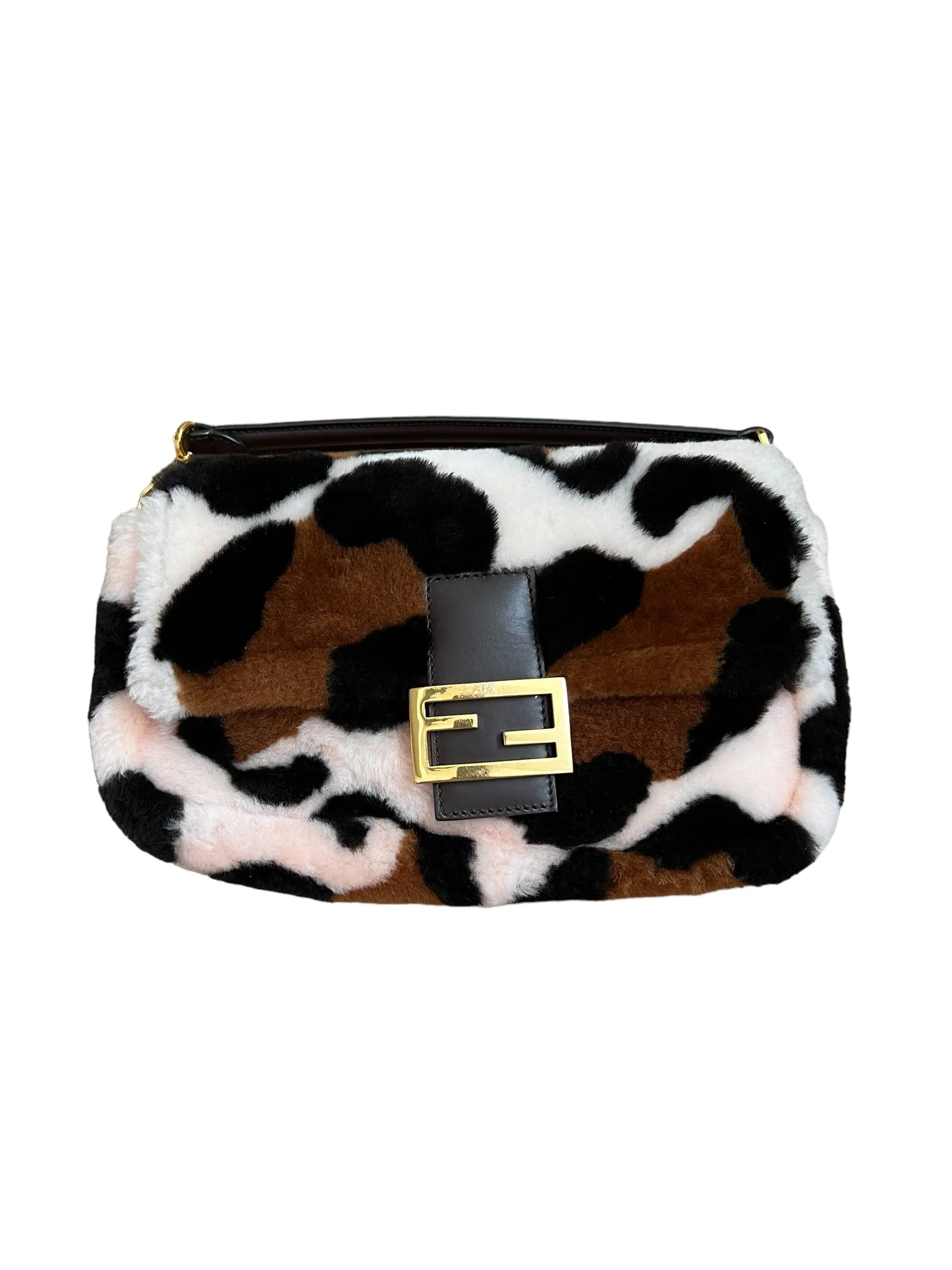 Fendi Shearling Leopard Baguette Bag UKL1417