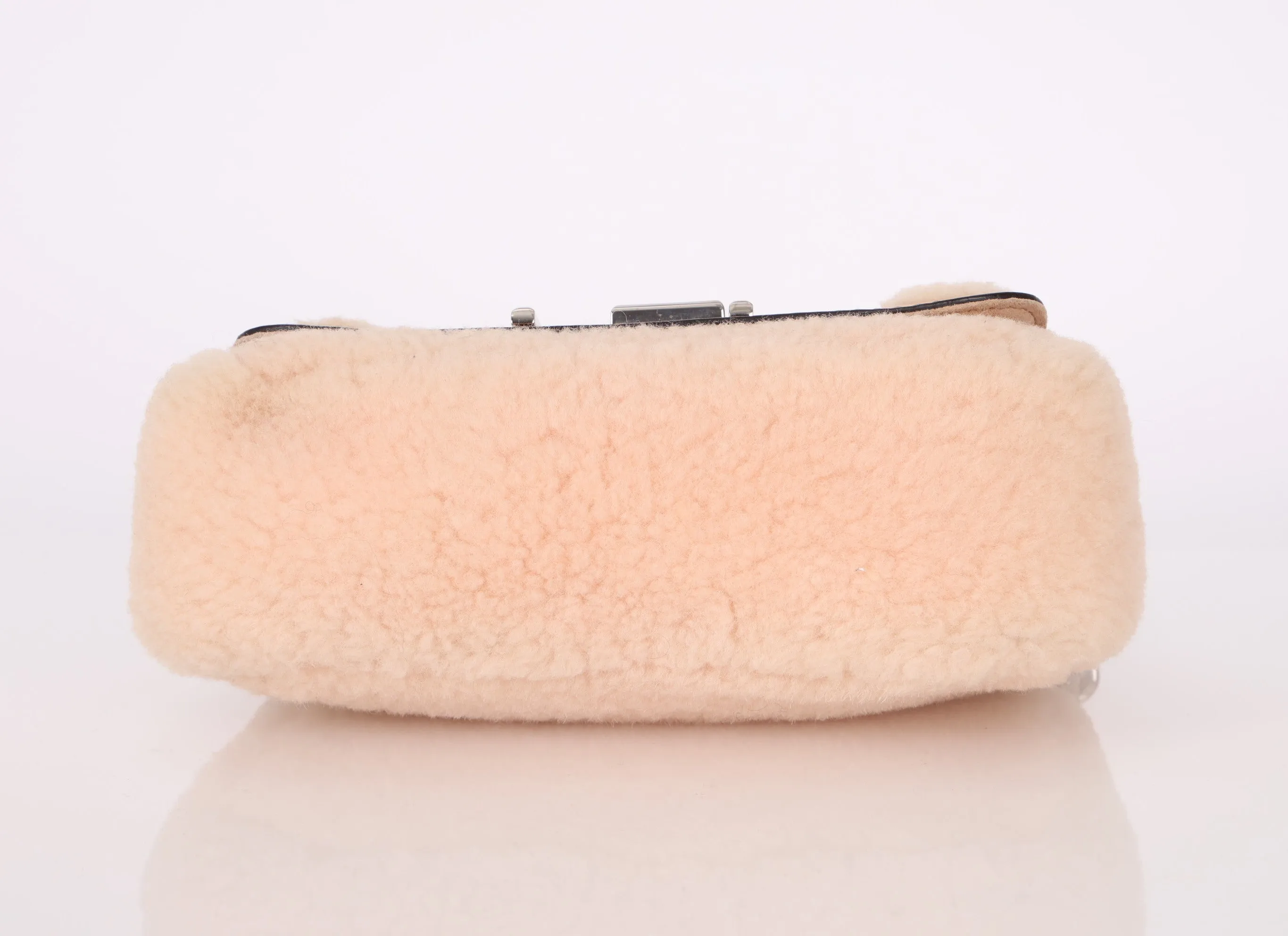 Fendi Shearling Turnlock Square Baguette