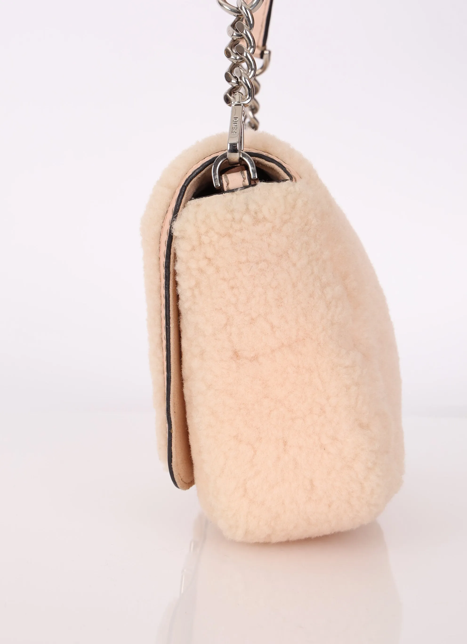 Fendi Shearling Turnlock Square Baguette