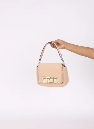 Fendi Shearling Turnlock Square Baguette