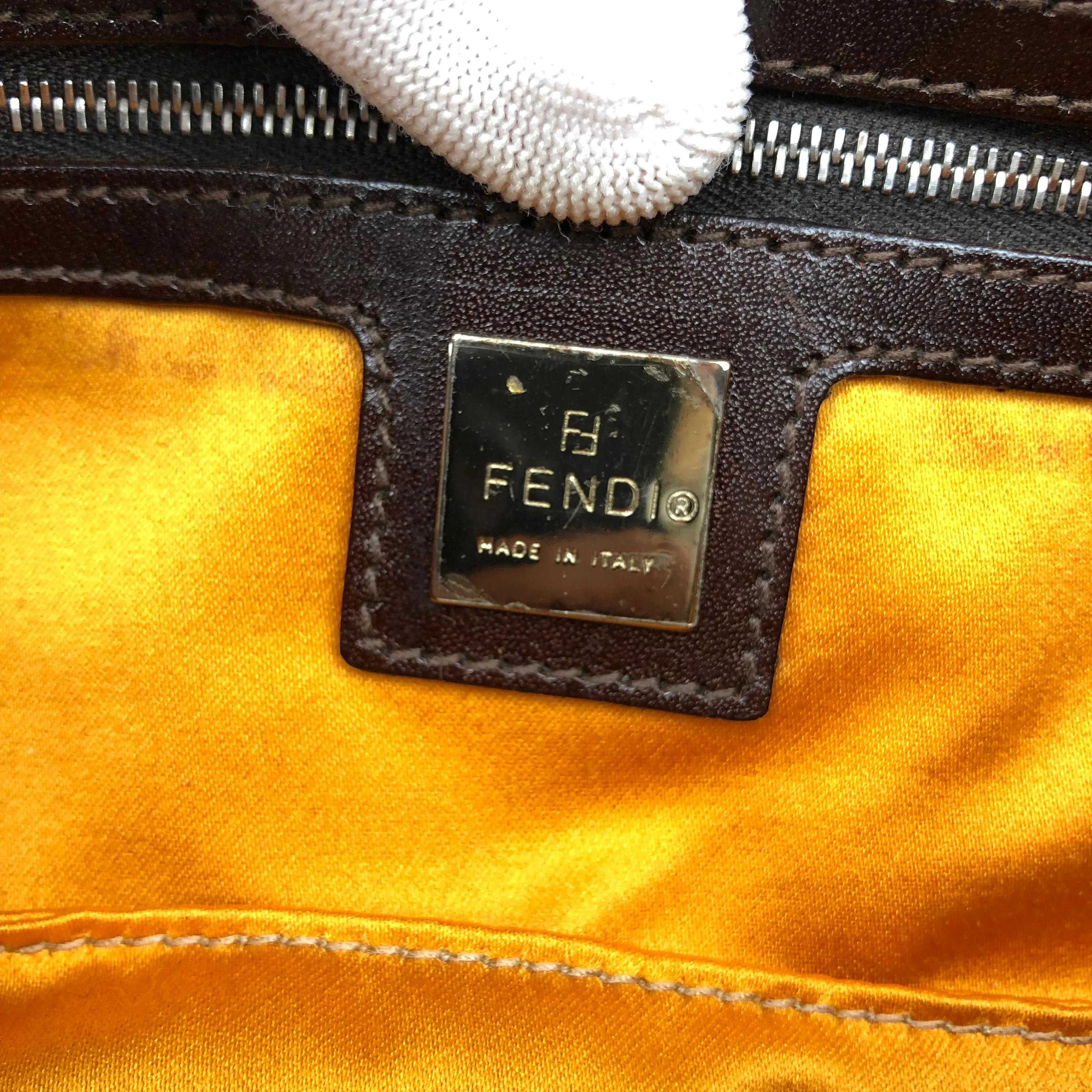 FENDI ZUCCA CASHMERE WOOL BAGUETTE SHOULDER BAG