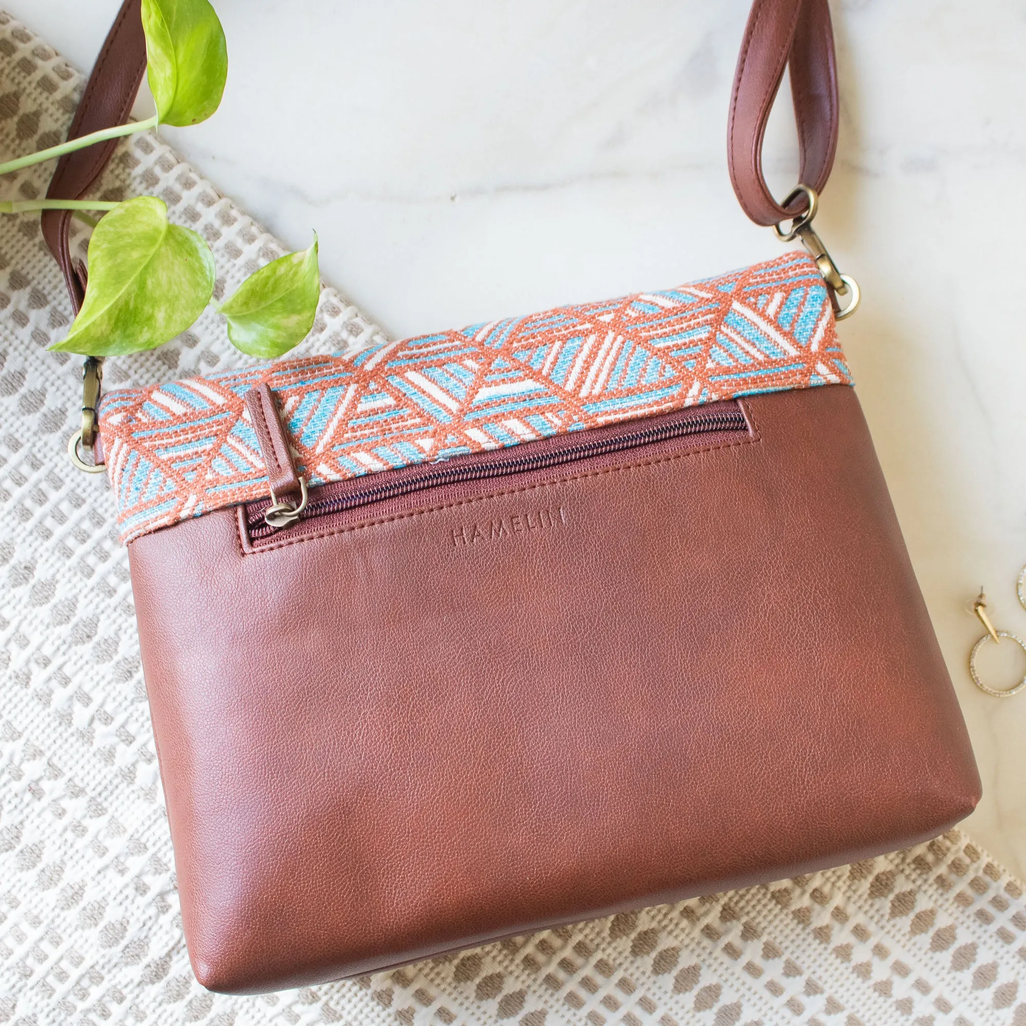 Fold Over Sling Bag - Pastel Maze