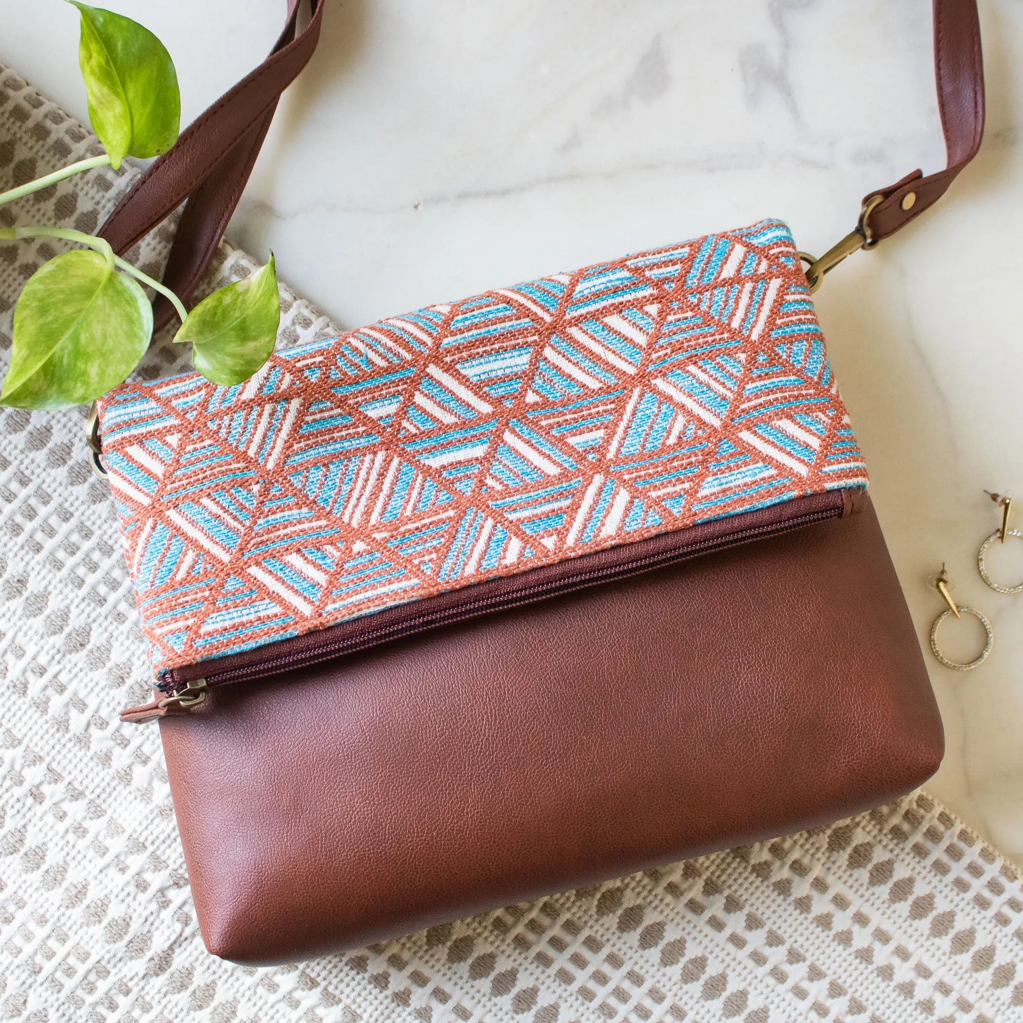 Fold Over Sling Bag - Pastel Maze